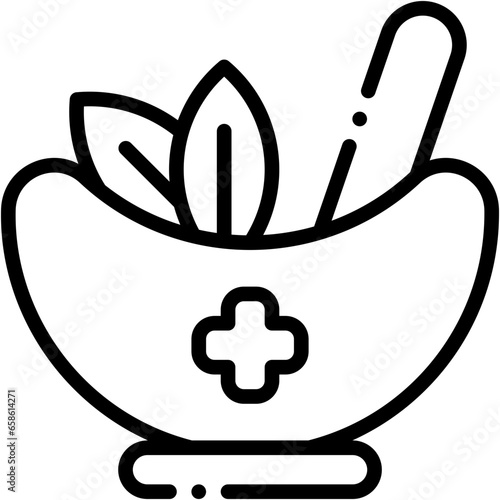 Vector Icon Herbal, Wellness, Natural Medicine, Care, Pestle, Therapy