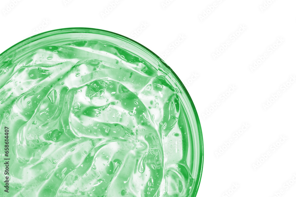 Transparent cosmetic green gel in a Petri dish. View from above. On an empty background. Transparent cosmetic green gel in a Petri dish. View from above. On an empty background.