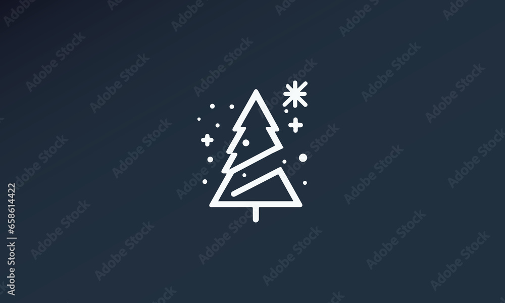 XMAS Christmas tree vector minimalistic logo