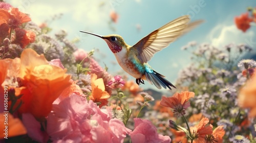 Delicate flying forms gracefully enjoy floral nectar in the air © Aqib