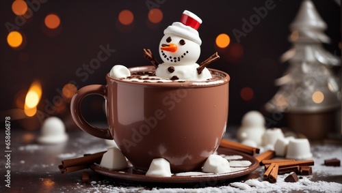 Hot chocolate with melted snowman