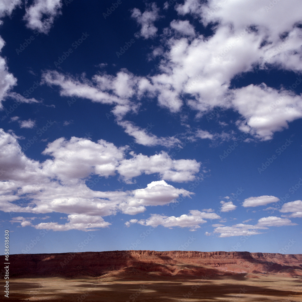 Utah plains, blue sky and clouds