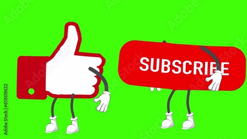 Like And Subscribe Button Huffing Animation On Green Screen