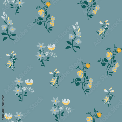 seamless, spaced out, floral pattern, flowers in bunches, clusters