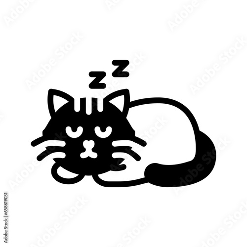 Cat napping icon set style collection in line, solid, flat, flat line style on white background