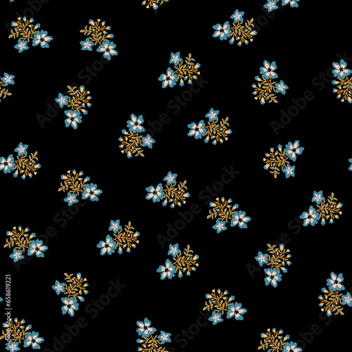 seamless, spaced out, floral pattern, flowers in bunches, clusters