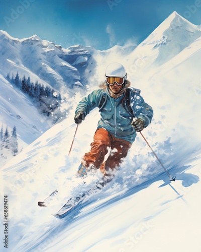 skier on the top of mountain