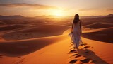 Desert Elegance Arabian Woman of Journey Amid Dunes Captured by Generative AI
