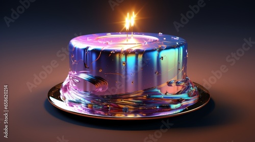 irthday cake with a shimmering, iridescent finish.  photo