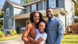 Happy american family buying new house 