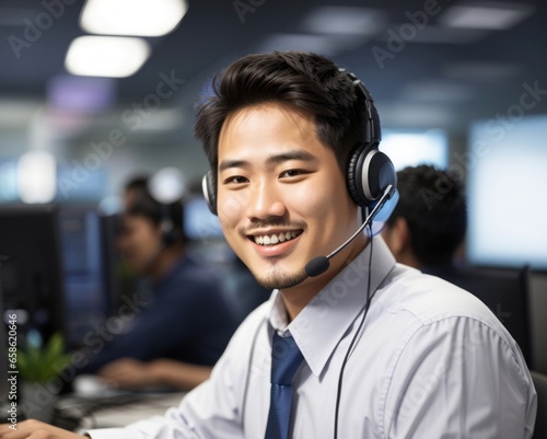 Happy Asian Mn Working as Helpdesk Support