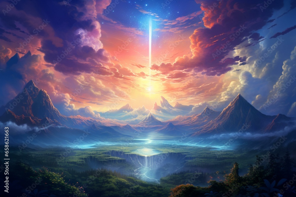 a radiant heavenly vista symbolizing exploration and discovery. Generative AI
