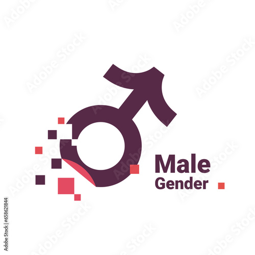 sign for men, pixel gender image logo icon isolated on white background