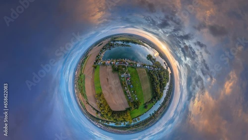 airturn fly in to lake eicher see in germany photo