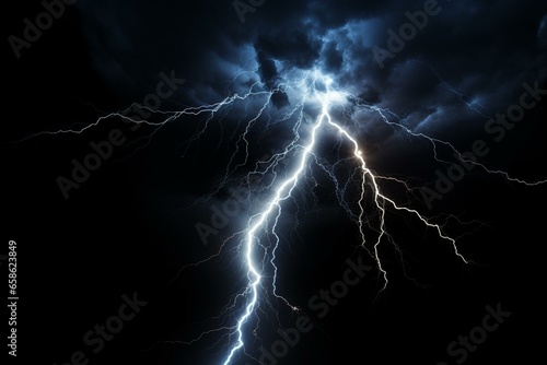 Lightning effect on black background with energy change. Generative AI