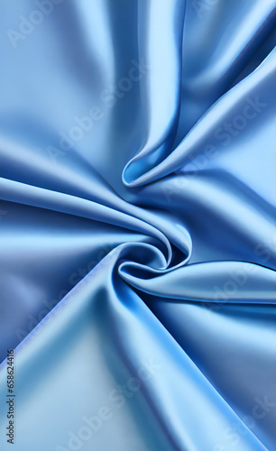Dark blue silk fabric background, view from above. Smooth elegant blue silk or satin luxury cloth texture can use as abstract background with copy space, close-up