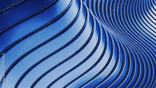 Abstract background  3d blue color wavy stripes pattern  interesting striped wallpaper.