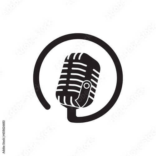 Karaoke icon logo vector illustration design template