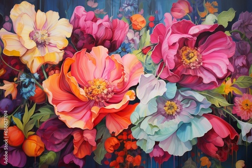 colorful floral painting. Generative AI