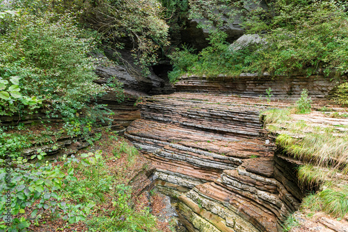 The Brent de l’Art, a natural rock formation resembling a canyon located in Sant’Antonio di Tortal in Borgo Valbelluna, Veneto, Italy photo