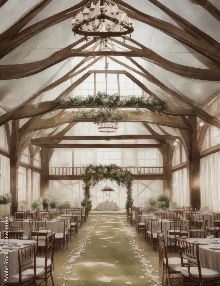 Fototapeta premium Rustic Elegance: Loose Watercolor Wedding Illustration