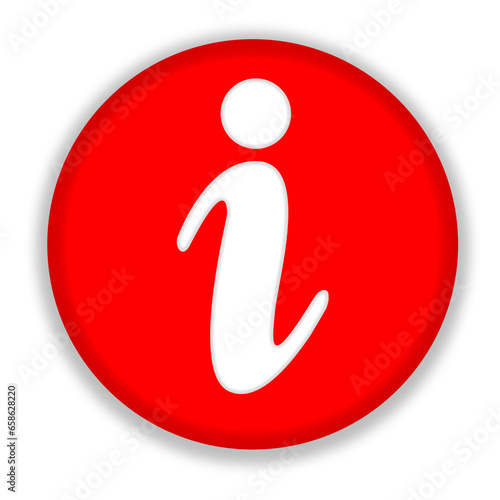 Red round icon, button information, data
