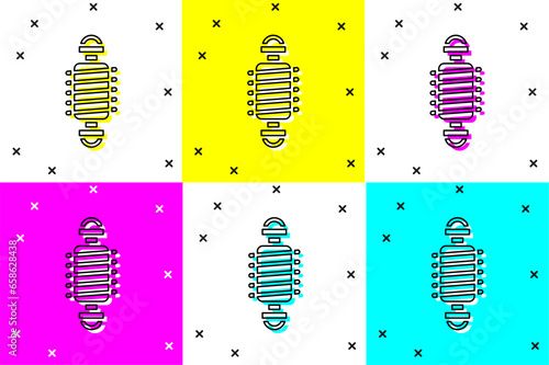 Set Bicycle suspension icon isolated on color background. Vector