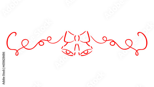 bell with bow line art christmas eve vector