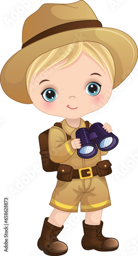 Vector Zoologist with Binocular and Rucksack