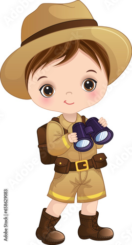 Vector Zoologist with Binocular and Rucksack