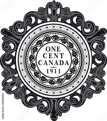Canada one cent 1911 with vintage frame