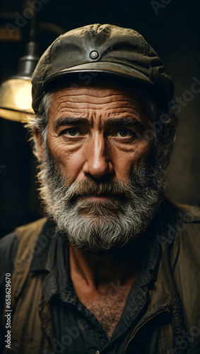 portrait of a tired decrepit old man