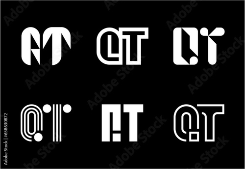 Set of letter QT logos. Abstract logos collection with letters. Geometrical abstract logos