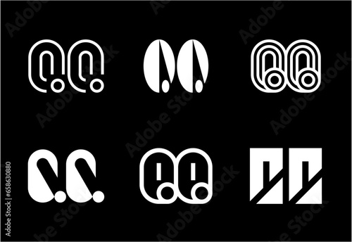 Set of letter QQ logos. Abstract logos collection with letters. Geometrical abstract logos