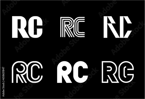 Set of letter RC logos. Abstract logos collection with letters. Geometrical abstract logos