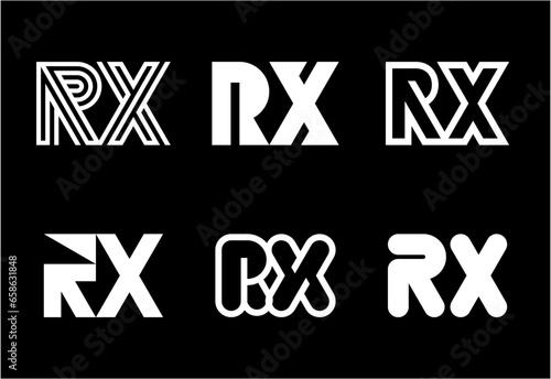 Set of letter RX logos. Abstract logos collection with letters. Geometrical abstract logos