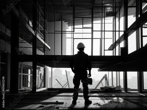 silhouette of a person in a hall