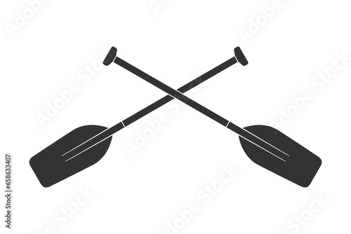 Crossed oars graphic icon. Two boat paddles sign isolated on white background. Vector illustration