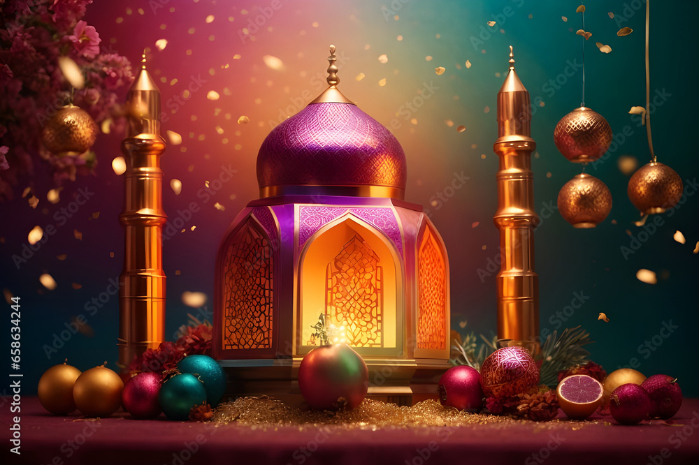 Islamic new year celebration, 4k resolution. AI Generated.