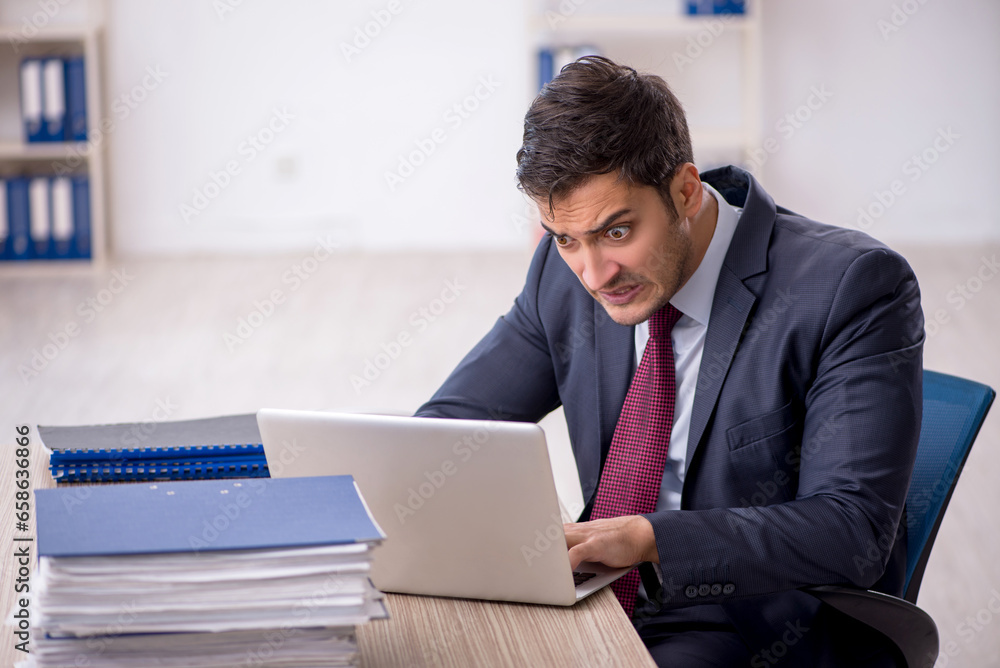 Young male employee working in the office Young male employee working in the office
