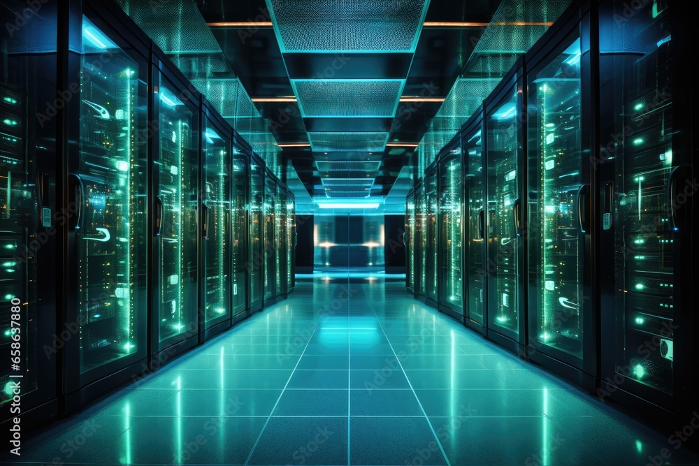 Explore the heart of digital infrastructure in a high-tech datacenter. This modern facility houses servers, networking equipment, and storage systems, ensuring seamless connectivity and data security. Explore the heart of digital infrastructure in a high-tech datacenter. This modern facility houses servers, networking equipment, and storage systems, ensuring seamless connectivity and data security.