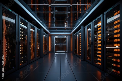 Explore the heart of digital infrastructure in a high-tech datacenter. This modern facility houses servers, networking equipment, and storage systems, ensuring seamless connectivity and data security.