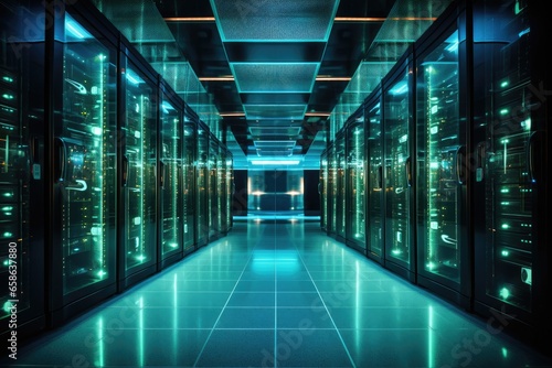 Explore the heart of digital infrastructure in a high-tech datacenter. This modern facility houses servers  networking equipment  and storage systems  ensuring seamless connectivity and data security.