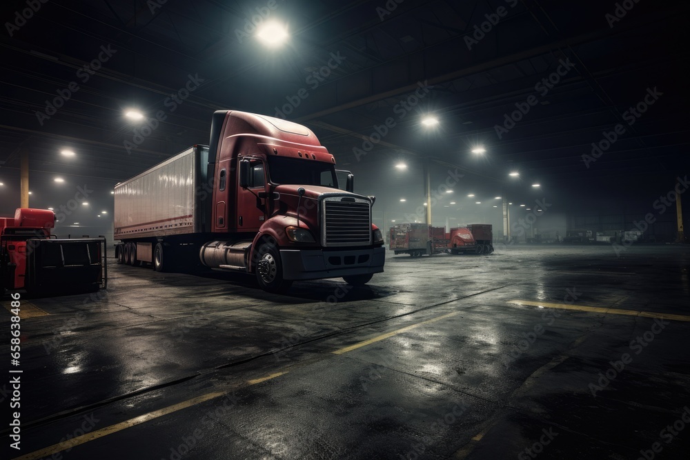 An impressive convoy of white cargo trucks, symbols of efficient logistics and transportation, travel along the highway under a summer sunset sky, showcasing the backbone of modern commerce