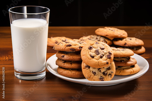 a plate of cookies and a glass of milk