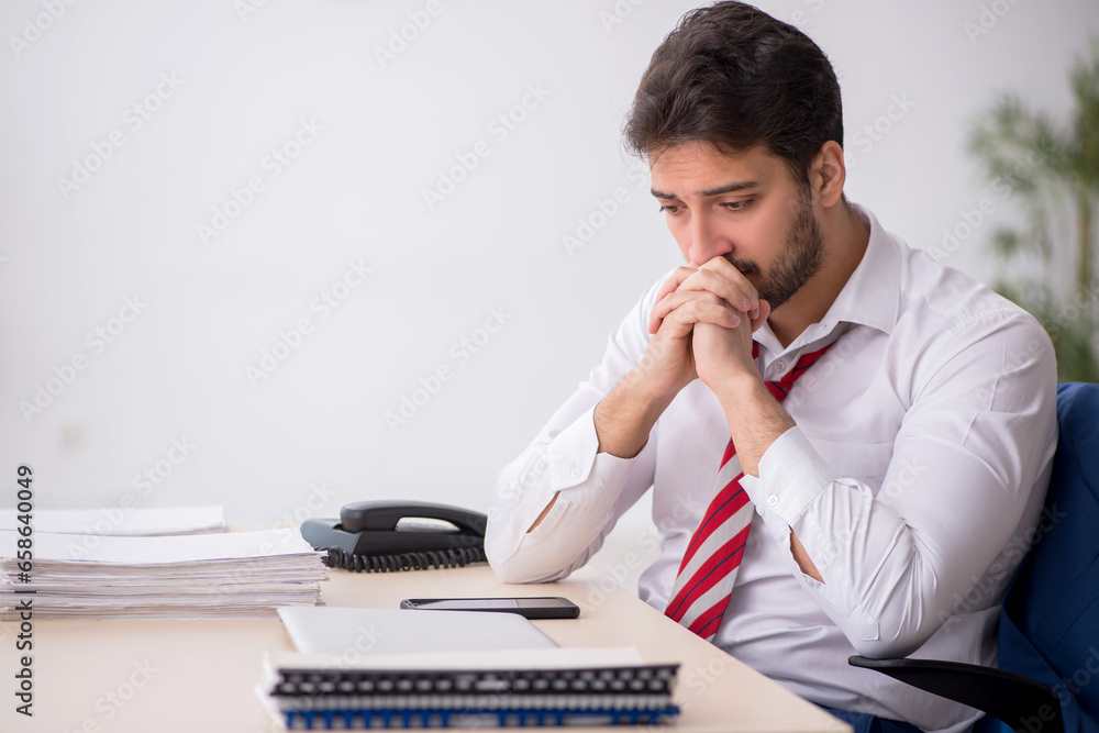 Young male employee working in the office Young male employee working in the office