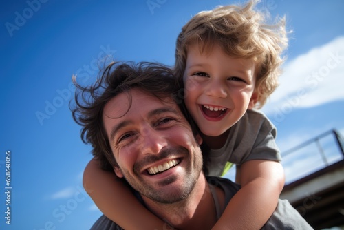 Father and sun happy smiling outdoor