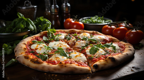 Freshly Baked Margherita Pizza with a Glass of Beer