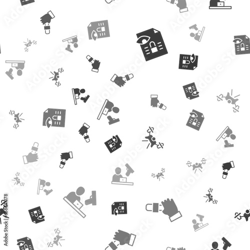Set Journalistic investigation, news, Drone and Crime on seamless pattern. Vector