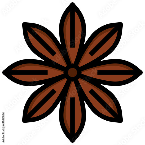 star anise filled outline icon,linear,outline,graphic,illustration